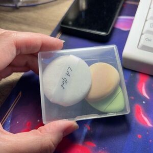 Makeup Sponge Puff Set - White, Beige, Green